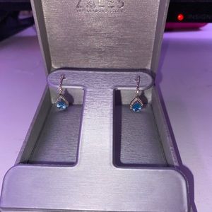 Zales Blue Diamond Earrings!!